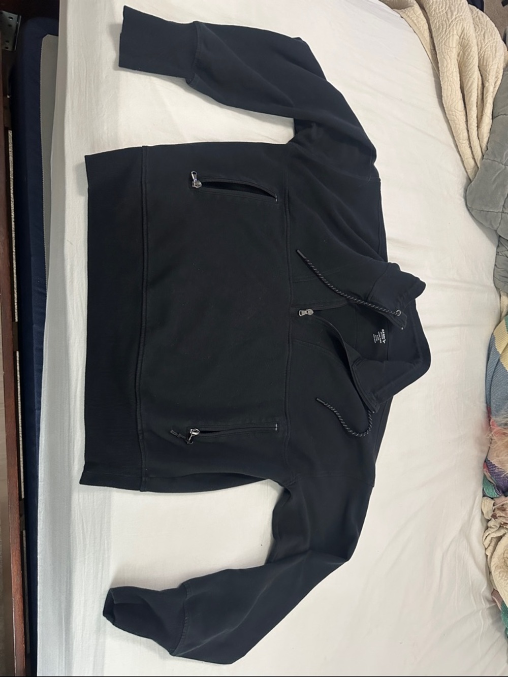 Old Navy XL Tall cropped Black Half-Zip Pullover Hoodie